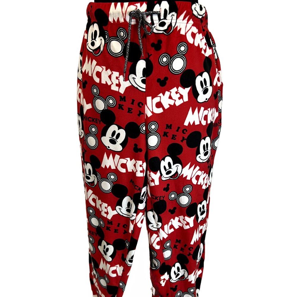 Womens Disney Mickey Mouse Red Pajama Lounge Casual Pants Size XL Warm Comfy